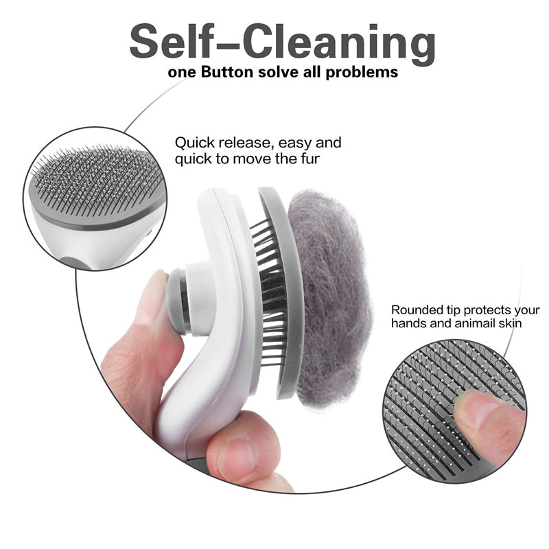 Eronia FurEase™ Self-Cleaning Stainless Steel Pet Brush
