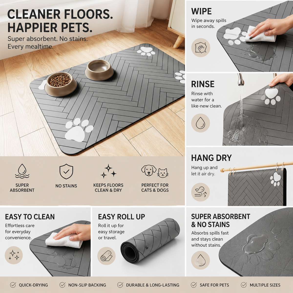 Eronia DryDine™ Quick-Dry Pet Feeding Mat